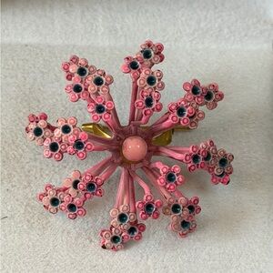 Elegant Pink Enamel Floral Brooch
